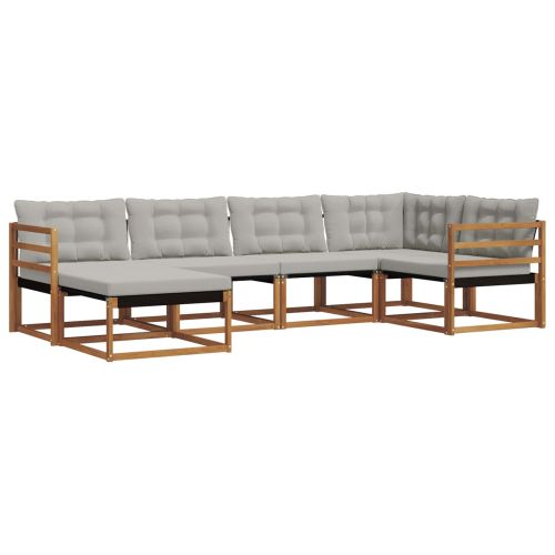 Комплект дивани за открито 6 pcs Естествено и светло сиво