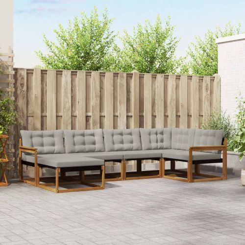 Комплект дивани за открито 6 pcs Естествено и светло сиво