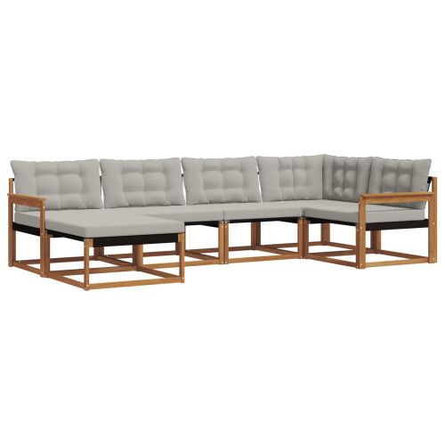 Комплект дивани за открито 6 pcs Естествено и светло сиво