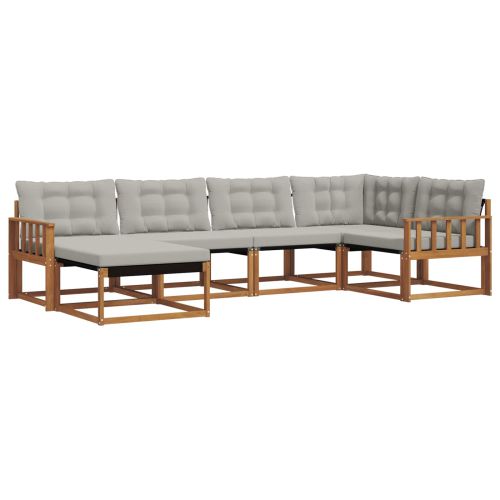 Комплект дивани за открито 6 pcs Естествено и светло сиво