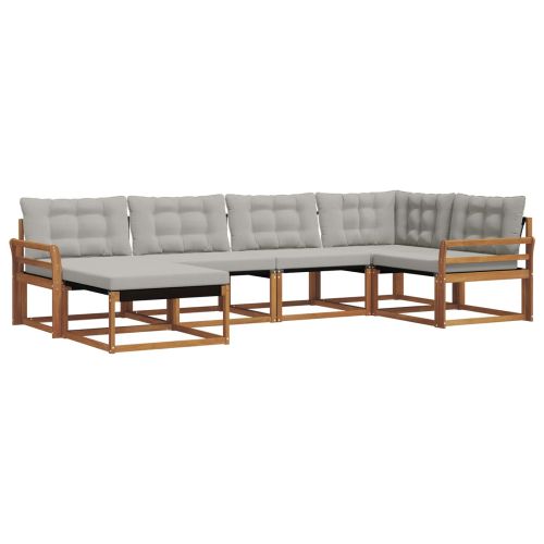 Комплект дивани за открито 6 pcs Естествено и светло сиво