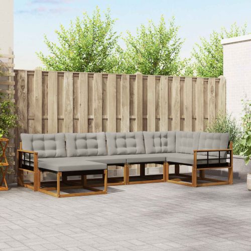 Комплект дивани за открито 6 pcs Естествено и светло сиво