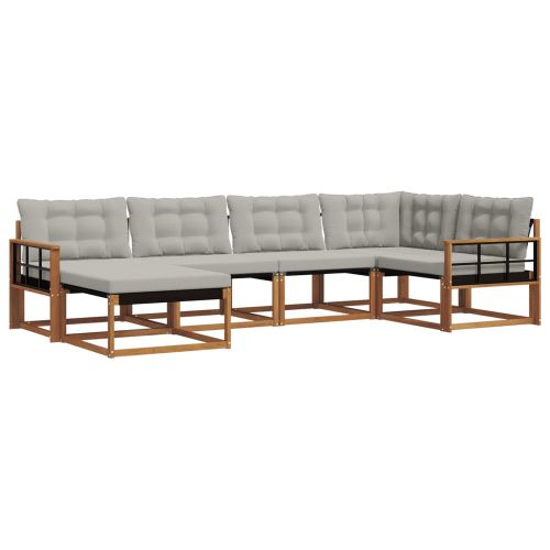 Комплект дивани за открито 6 pcs Естествено и светло сиво