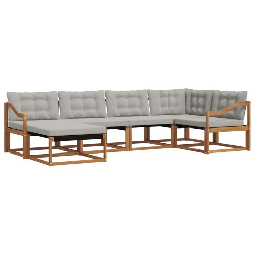 Комплект дивани за открито 6 pcs Естествено и светло сиво