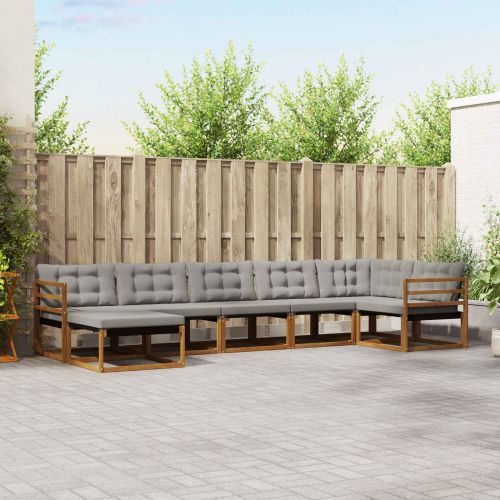 Комплект дивани за открито 7 pcs Естествено и светло сиво