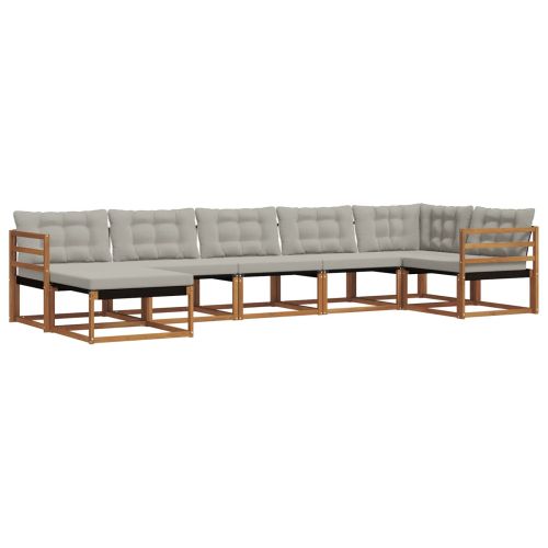 Комплект дивани за открито 7 pcs Естествено и светло сиво