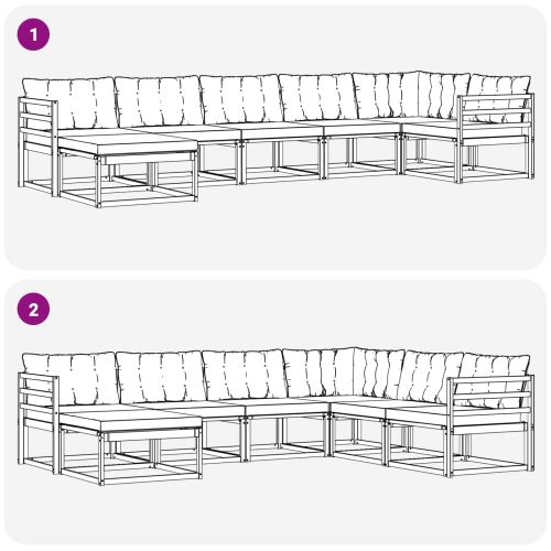 Комплект дивани за открито 7 pcs Естествено и светло сиво