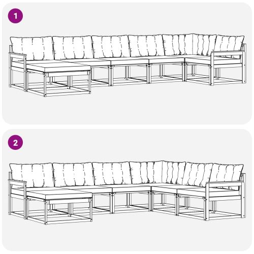Комплект дивани за открито 7 pcs Естествено и светло сиво