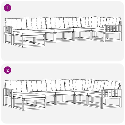 Комплект дивани за открито 7 pcs Естествено и светло сиво
