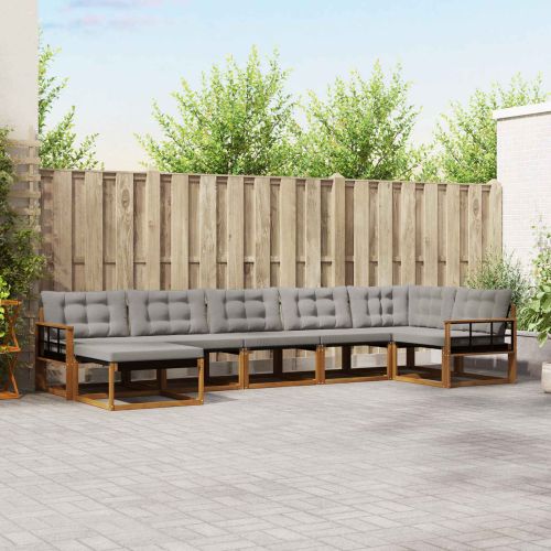 Комплект дивани за открито 7 pcs Естествено и светло сиво