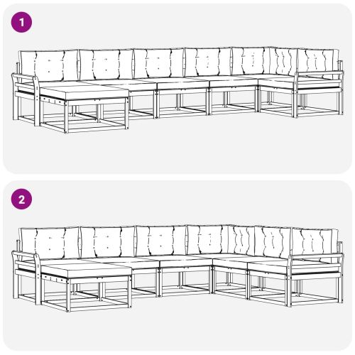 Комплект дивани за открито 7 pcs Естествено и светло сиво