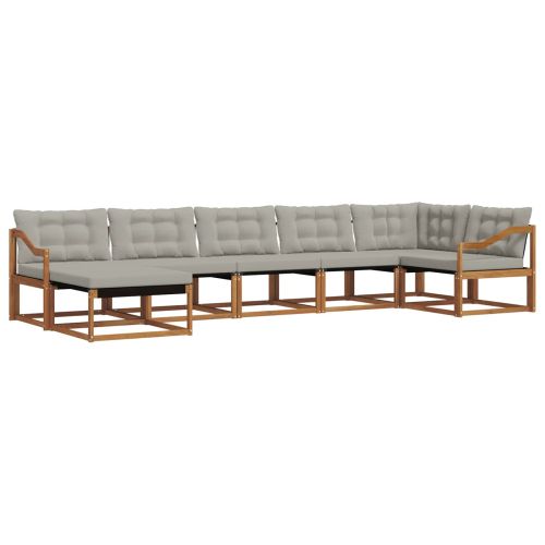 Комплект дивани за открито 7 pcs Естествено и светло сиво