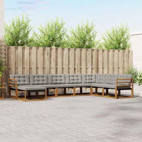 Комплект дивани за открито 8 pcs Естествено и светло сиво