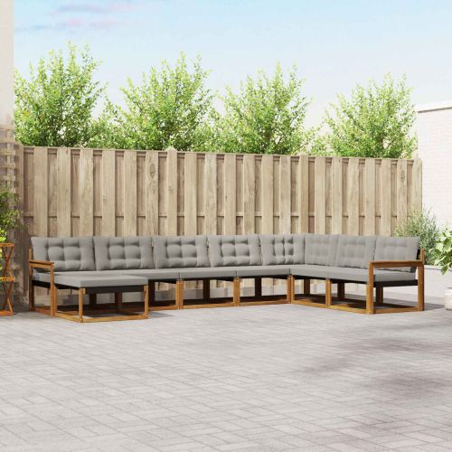 Комплект дивани за открито 8 pcs Естествено и светло сиво