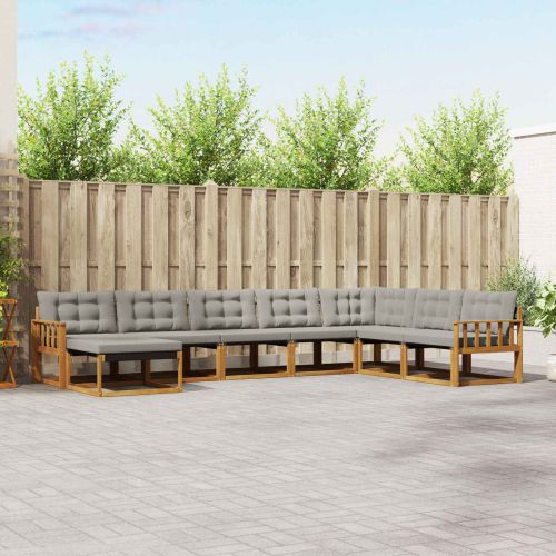 Комплект дивани за открито 8 pcs Естествено и светло сиво