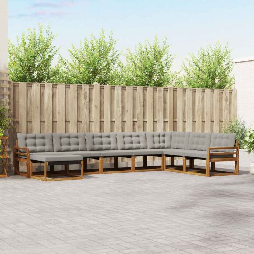 Комплект дивани за открито 8 pcs Естествено и светло сиво