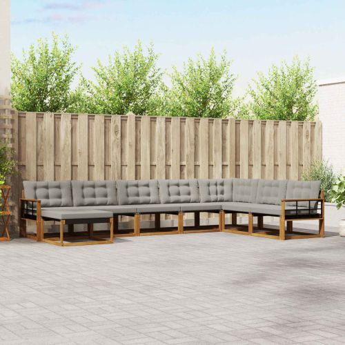 Комплект дивани за открито 8 pcs Естествено и светло сиво