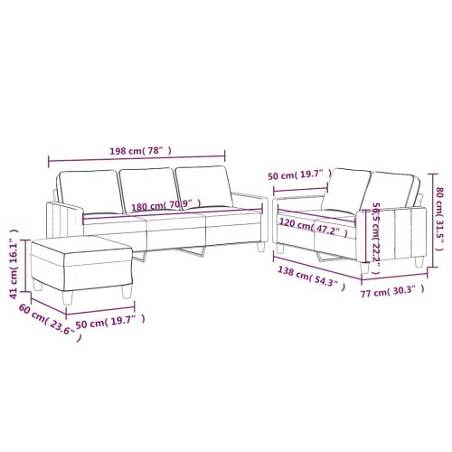 Комплект дивани от 3 части, с възглавници, син, кадифе