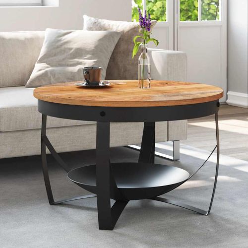 Маса за кафе, Ø68x43 см, акациево дърво масив