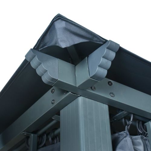 Шатра със завеси, 400х300 см, антрацит, алуминий