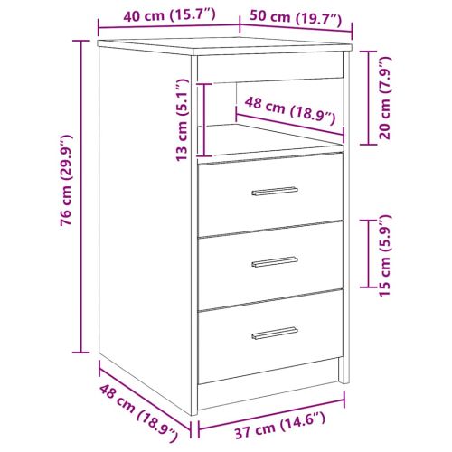 Шкаф с чекмеджета бетонно сив 40x50x76 см инженерна дървесина