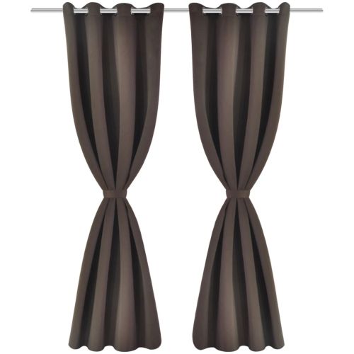 Затъмняващи завеси с метални халки, 2 бр, 135x175 см, кафяви