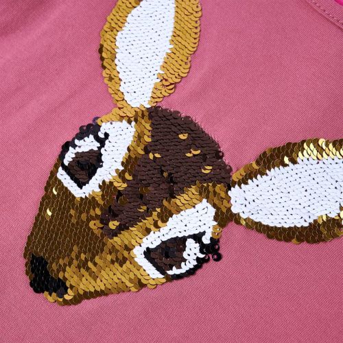 Детска тениска с дълъг ръкав, малина, 128