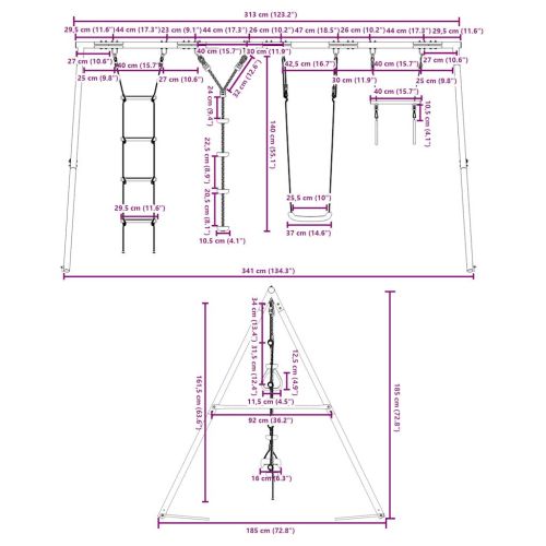 Външен комплект с люлка седалка, трапец, стълба и люлка дискове