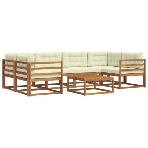 Комплект дивани за открито 7 pcs Натурален и Крема