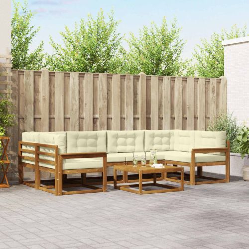 Комплект дивани за открито 7 pcs Натурален и Крема