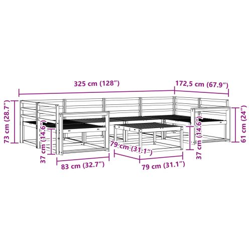 Комплект дивани за открито 7 pcs Естествен