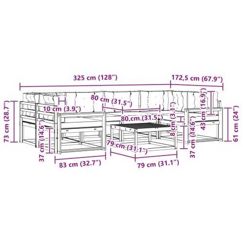 Комплект дивани за открито 7 pcs Натурален и Крема