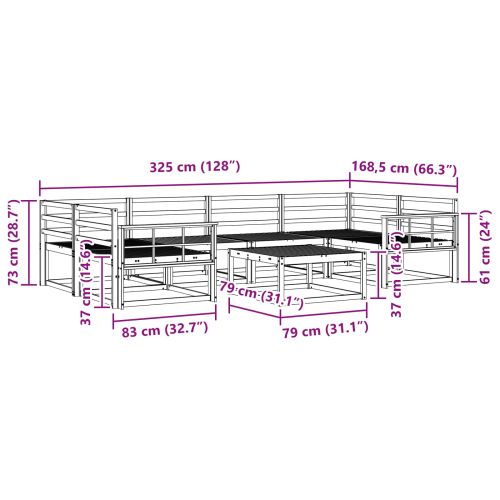 Комплект дивани за открито 7 pcs Естествен