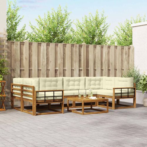 Комплект дивани за открито 7 pcs Натурален и Крема