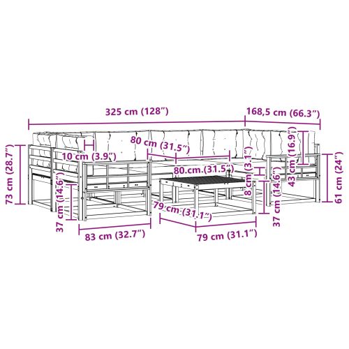Комплект дивани за открито 7 pcs Натурален и Крема