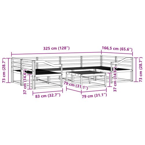 Комплект дивани за открито 7 pcs Естествен