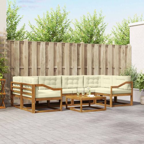 Комплект дивани за открито 7 pcs Натурален и Крема