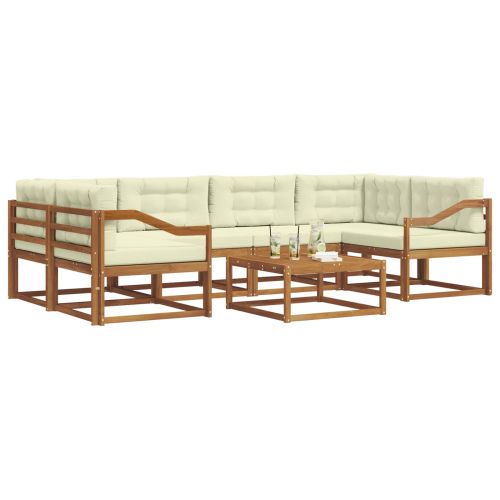Комплект дивани за открито 7 pcs Натурален и Крема
