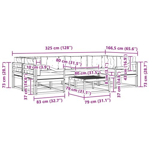 Комплект дивани за открито 7 pcs Натурален и Крема
