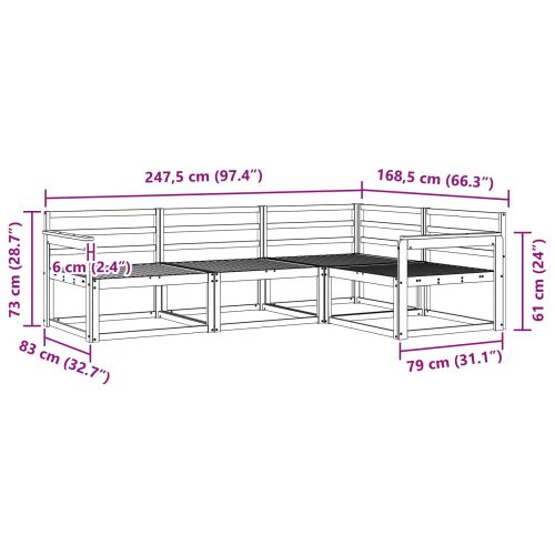 Комплект дивани за открито 4 pcs Естествен