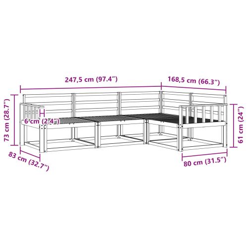 Комплект дивани за открито 4 pcs Естествен