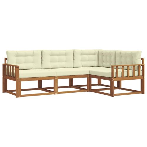 Комплект дивани за открито 4 pcs Натурален и Крема