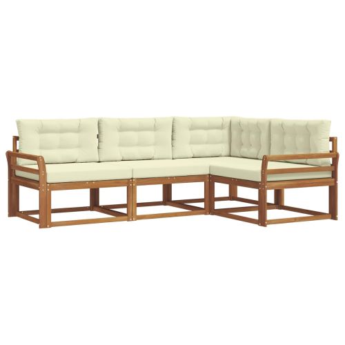Комплект дивани за открито 4 pcs Натурален и Крема