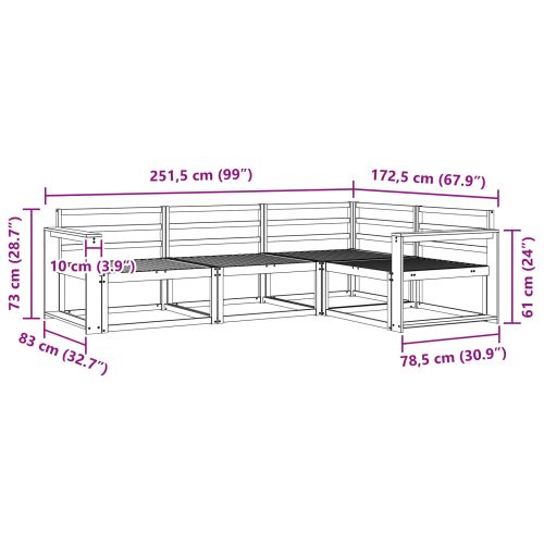 Комплект дивани за открито 4 pcs Естествен