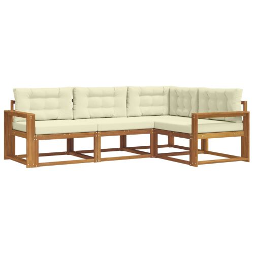 Комплект дивани за открито 4 pcs Натурален и Крема