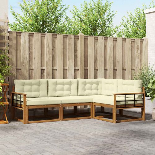 Комплект дивани за открито 4 pcs Натурален и Крема