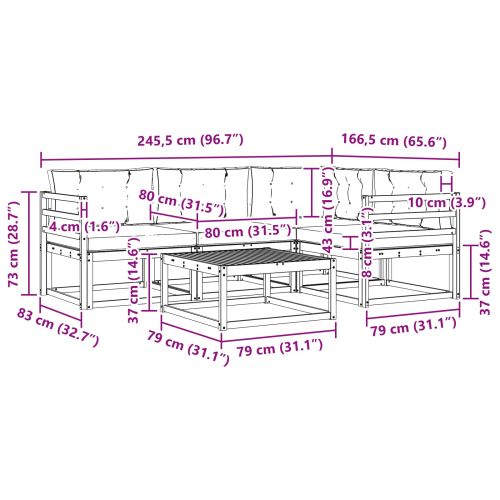 Комплект дивани за открито 5 pcs Натурален и Крема