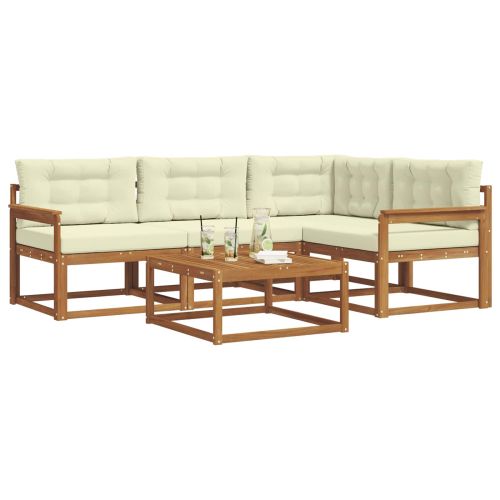 Комплект дивани за открито 5 pcs Натурален и Крема