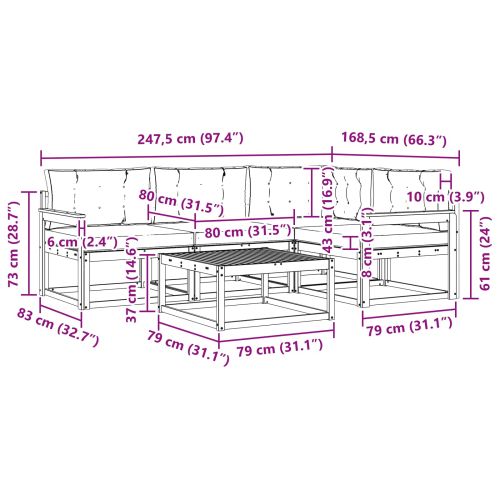 Комплект дивани за открито 5 pcs Натурален и Крема