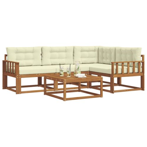 Комплект дивани за открито 5 pcs Натурален и Крема